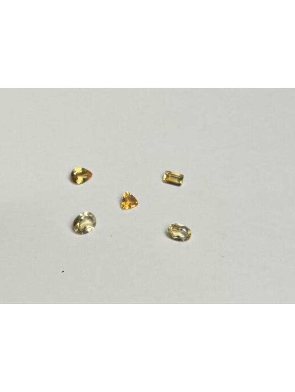 Set of 5 Natural Citrine Gemstones Various Shapes and Sizes
